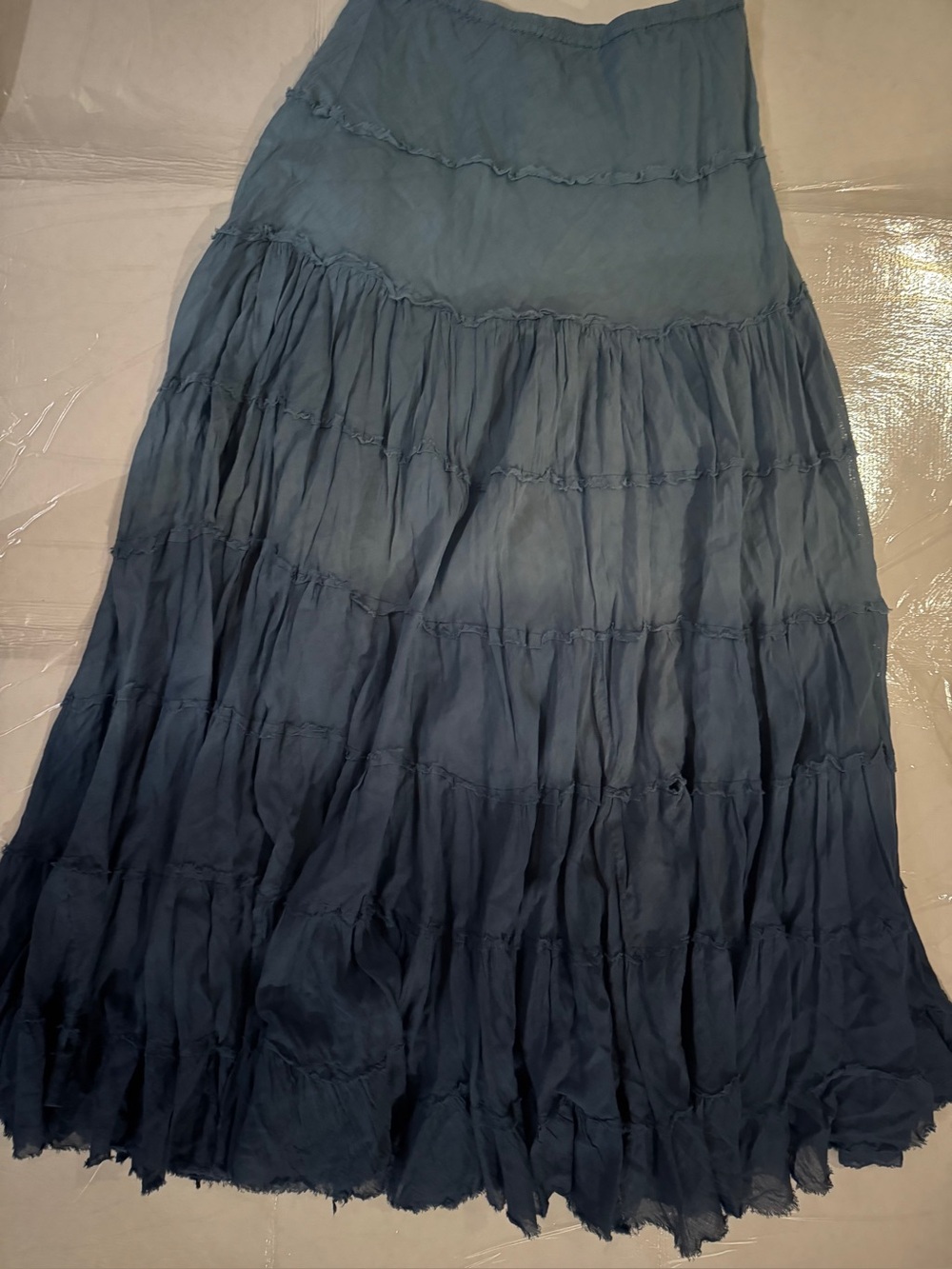 Philipp Plein Ombre Blue Tiered Maxi Skirt